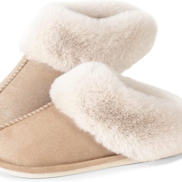 Shoes - Women's Memory Foam Slippers Faux Fur Warm Winter Non-Slip Indoor Outdoor
